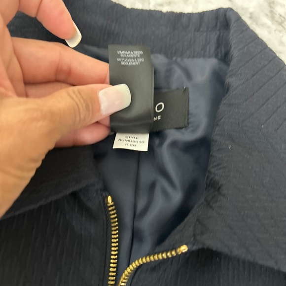 Studio Liz Claiborne Gold Tone Zip Up Blazer Suit Jacket Blue Textured Sz10 Used - Picture 3 of 6